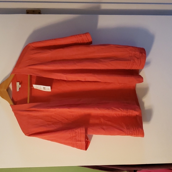 laura Sweaters - NWT Laura  orange  short sleeve open  shrug caridgan 2x